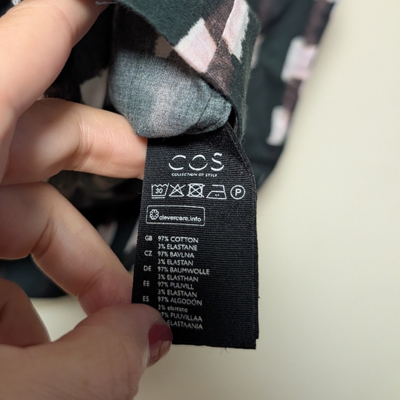 COS Dark Green Pink Geometric Ikat Print Long Sleeve Blouse EUR 40. US 8 - Picture 2 of 8